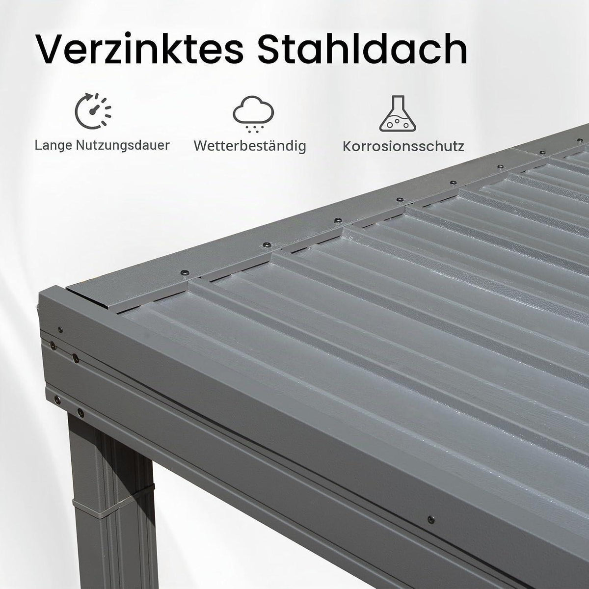 Wandmontierter Pavillon 3x4,6m – Terrassenüberdachung Grau