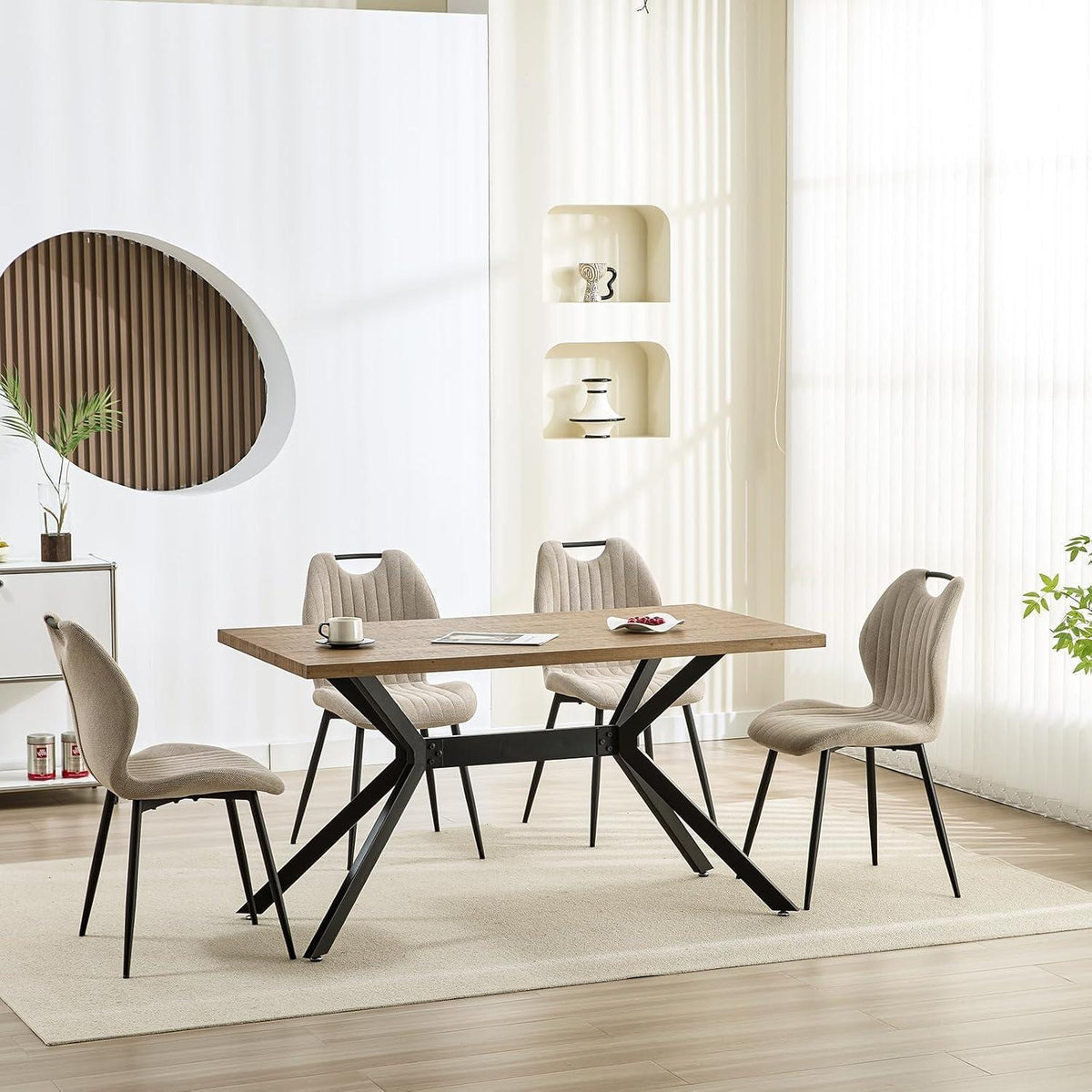 Esszimmergruppe mit Esstisch (140x80cm) & 6 Stühlen – Modern & Komfortabel