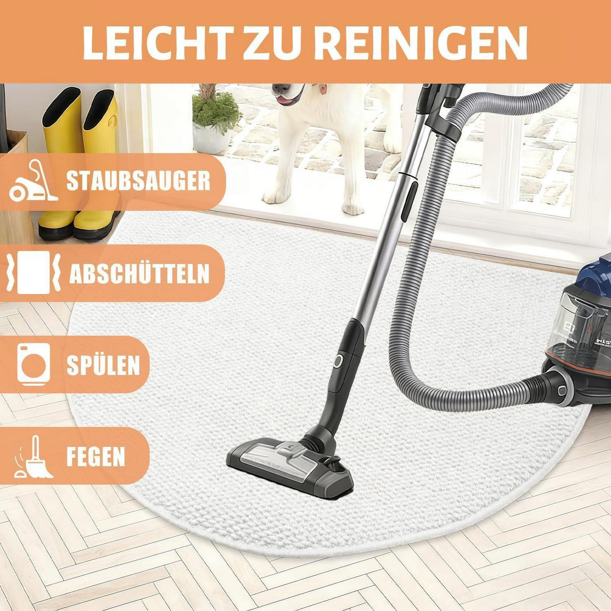 Halbrund Fußmatte 70x100 – Rutschfest & Waschbar für Innen & Außen