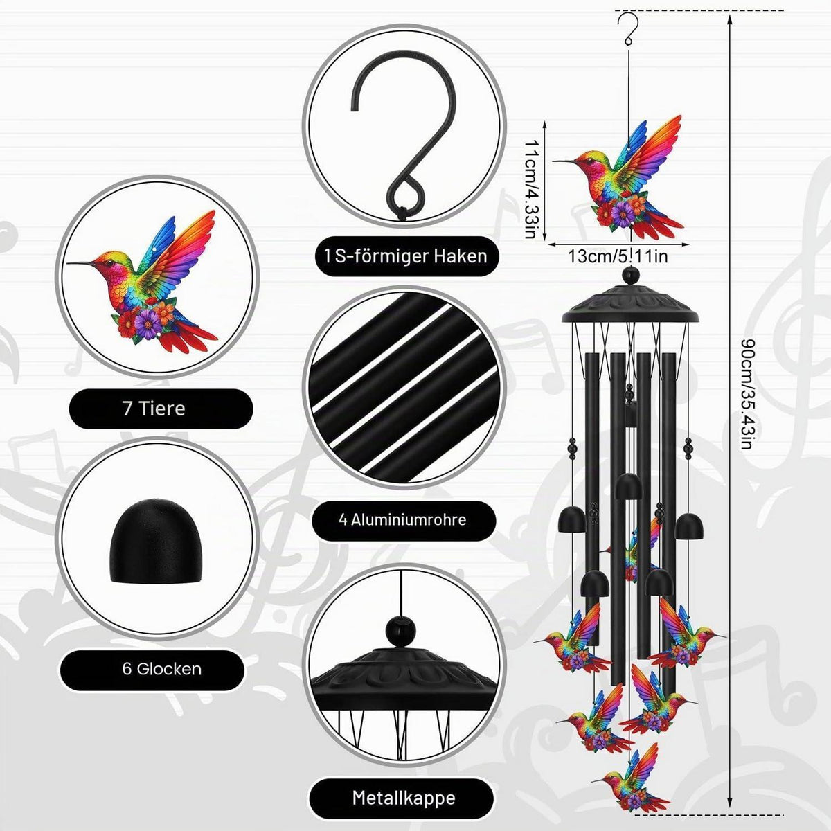 Kolibri Windspiel – Metall Deko für Garten & Terrasse