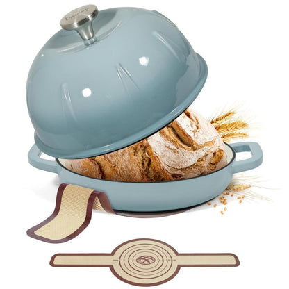 Gusseisen Brottopf 5,35L Meersalzblau mit Brotschlinge