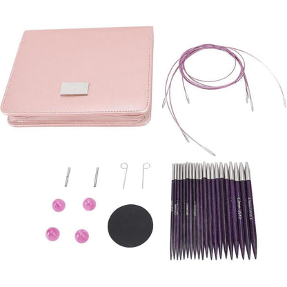 Austauschbares Stricknadel-Set Rosenholz 3-6,5 mm mit Tasche