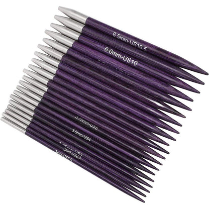 Austauschbares Stricknadel-Set Rosenholz 3-6,5 mm mit Tasche