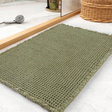 Rutschfester Badezimmerteppich Boho Bohnengrün 60x180cm