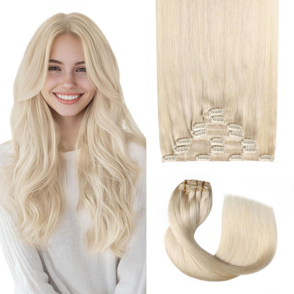 Echthaar Clip-Ins Platinblond (55cm, 120g)