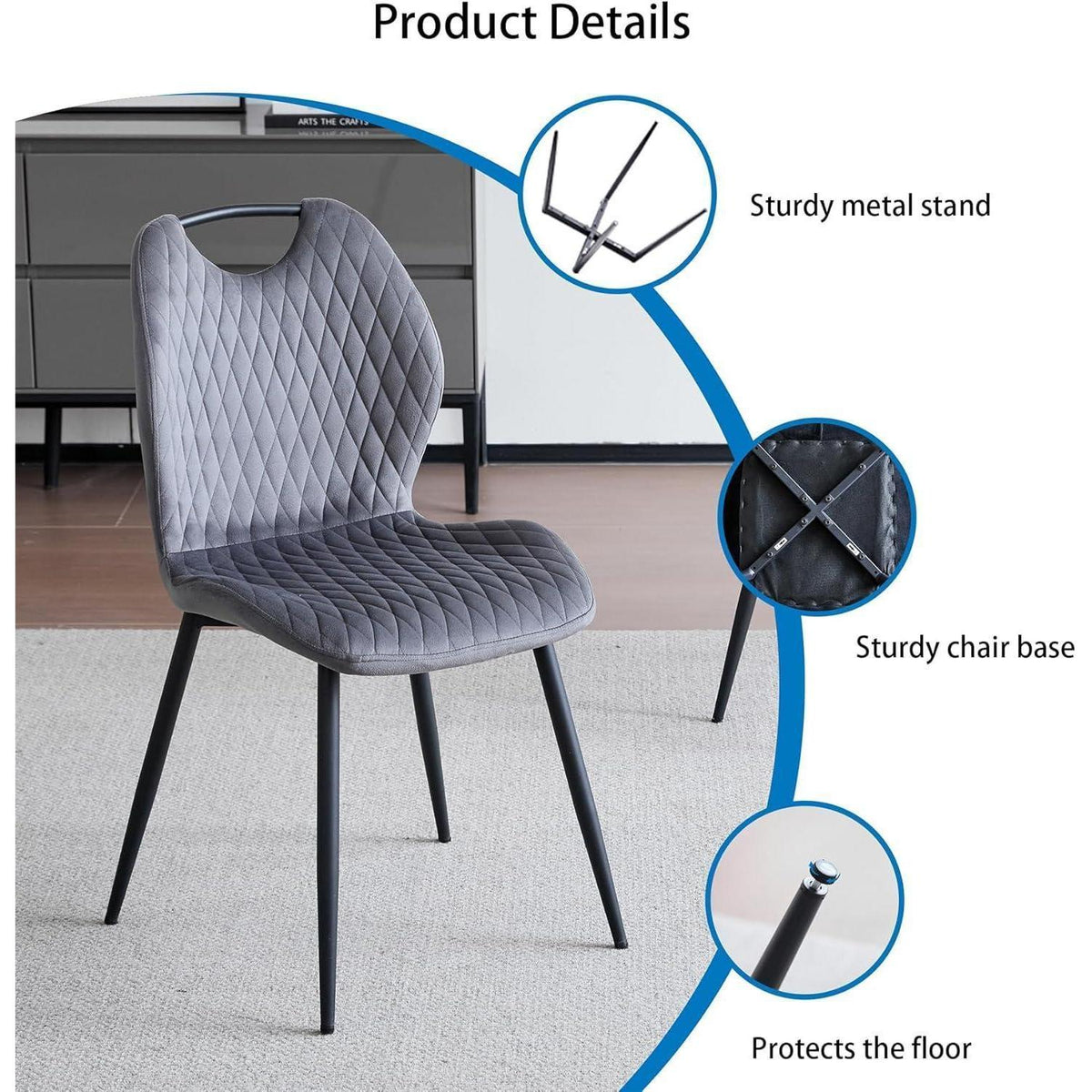 4er-Set Esszimmerstühle Grau – Polsterstühle für Küche & Wohnzimmer