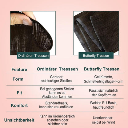 Echthaar Butterfly Tressen Braun – 65cm, 100g