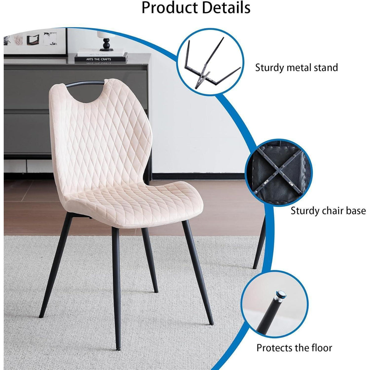 6 Esszimmerstühle Beige – Polsterstuhl Set für Küche & Wohnzimmer