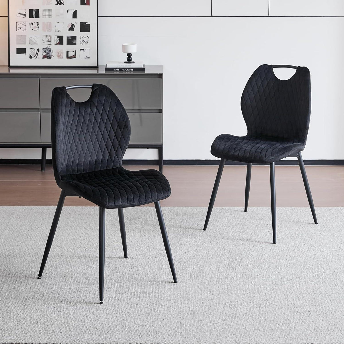 6 Esszimmerstühle Set Schwarz – Polsterstühle für Küche & Wohnzimmer