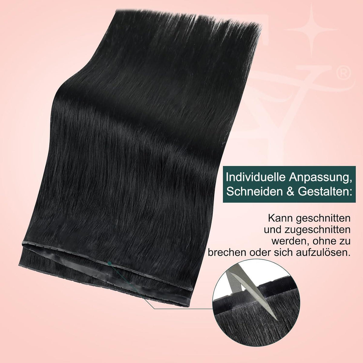 Schwarze Echthaar Butterfly Tressen 65cm – #1