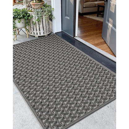 Fußmatte Grau 81x122 cm | Robust & Drainage für Draußen