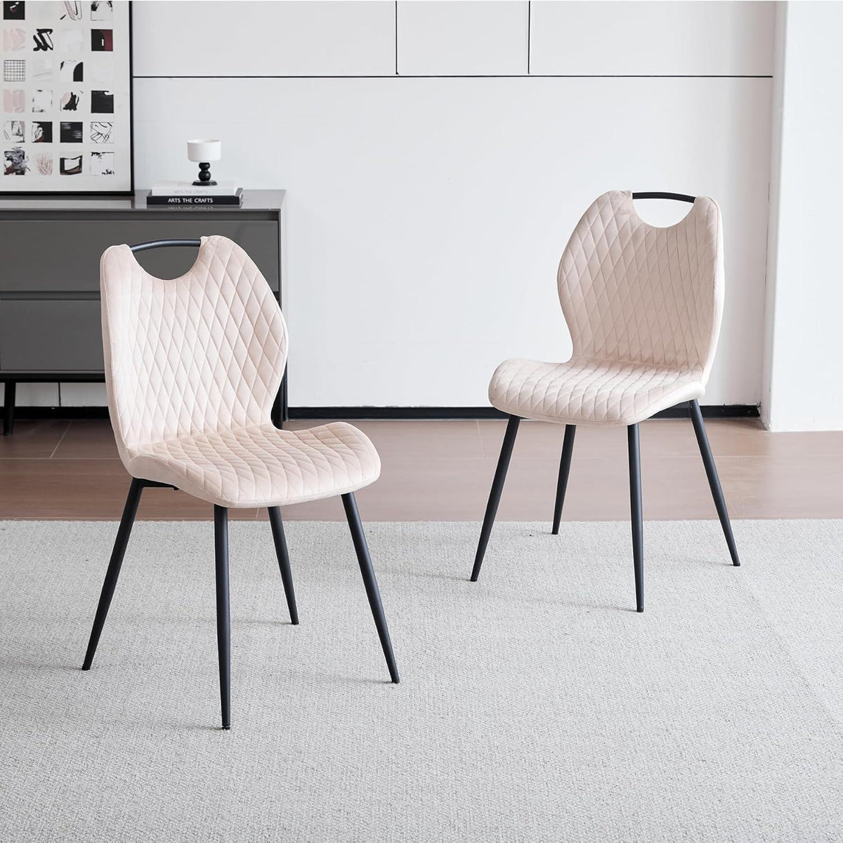 8 Esszimmerstühle Beige – Polsterstühle mit Metallbeinen