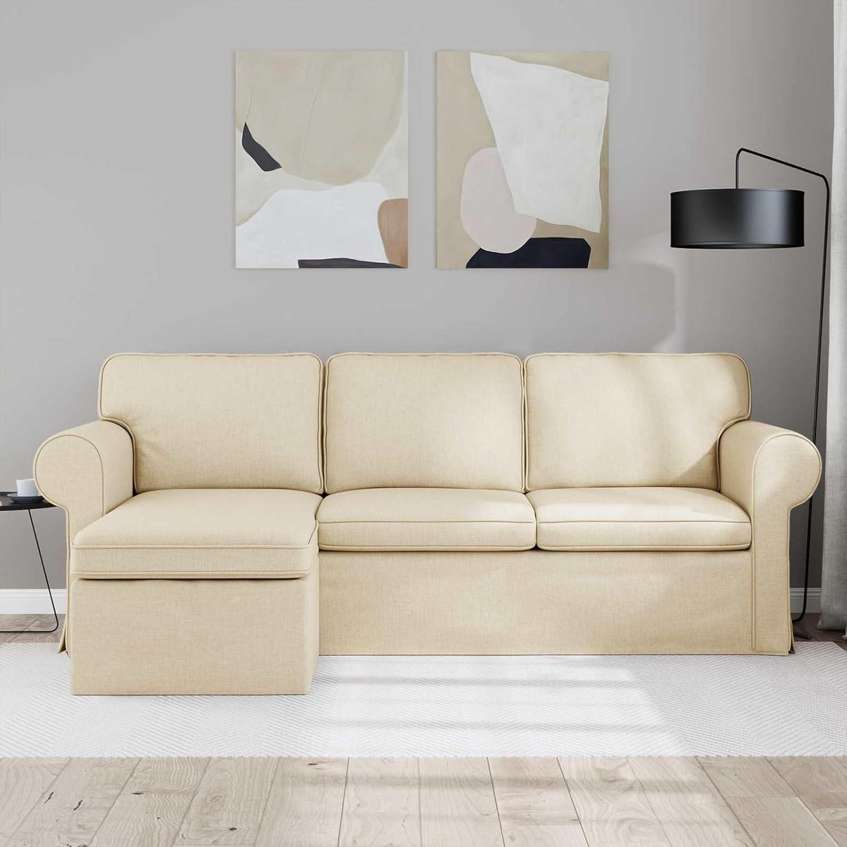 Ecksofa L-Form Creme 180 cm – Modernes Wohnzimmer Sofa