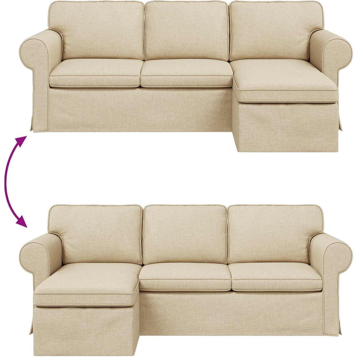 Ecksofa L-Form Creme 180 cm – Modernes Wohnzimmer Sofa