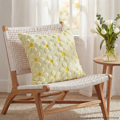 Beige Gänseblümchen Kissenbezüge 2er Set 40x40 cm Plüsch