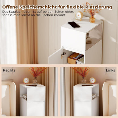 Nachttisch 2er Set schmal mit 1 Tür und verstellbarem Fach