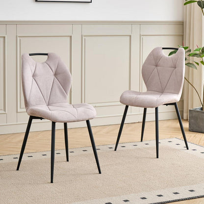 Gepolsterte Esszimmerstühle im skandinavischen Stil – Beige 4er-Set