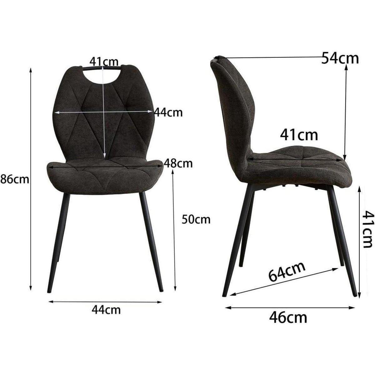 Gepolsterte Esszimmerstühle Set 6 – Skandinavischer Stil Schwarz