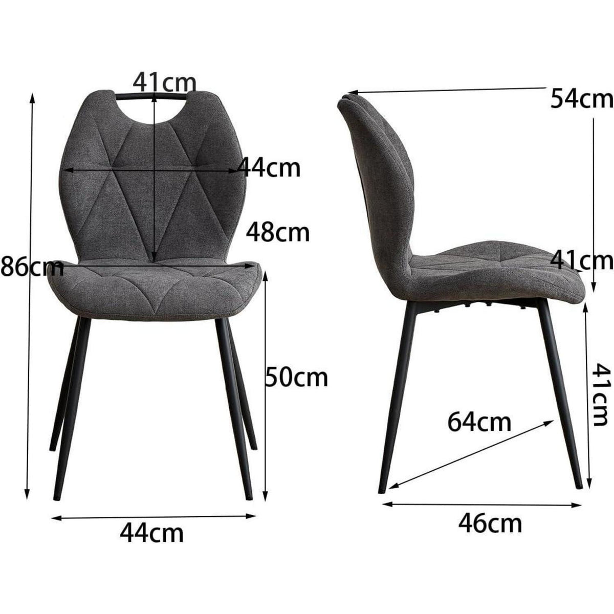 Gepolsterte Esszimmerstühle Set 8 – Grau, Skandinavisch