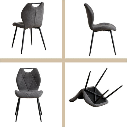 Gepolsterte Esszimmerstühle Set 8 – Grau, Skandinavisch