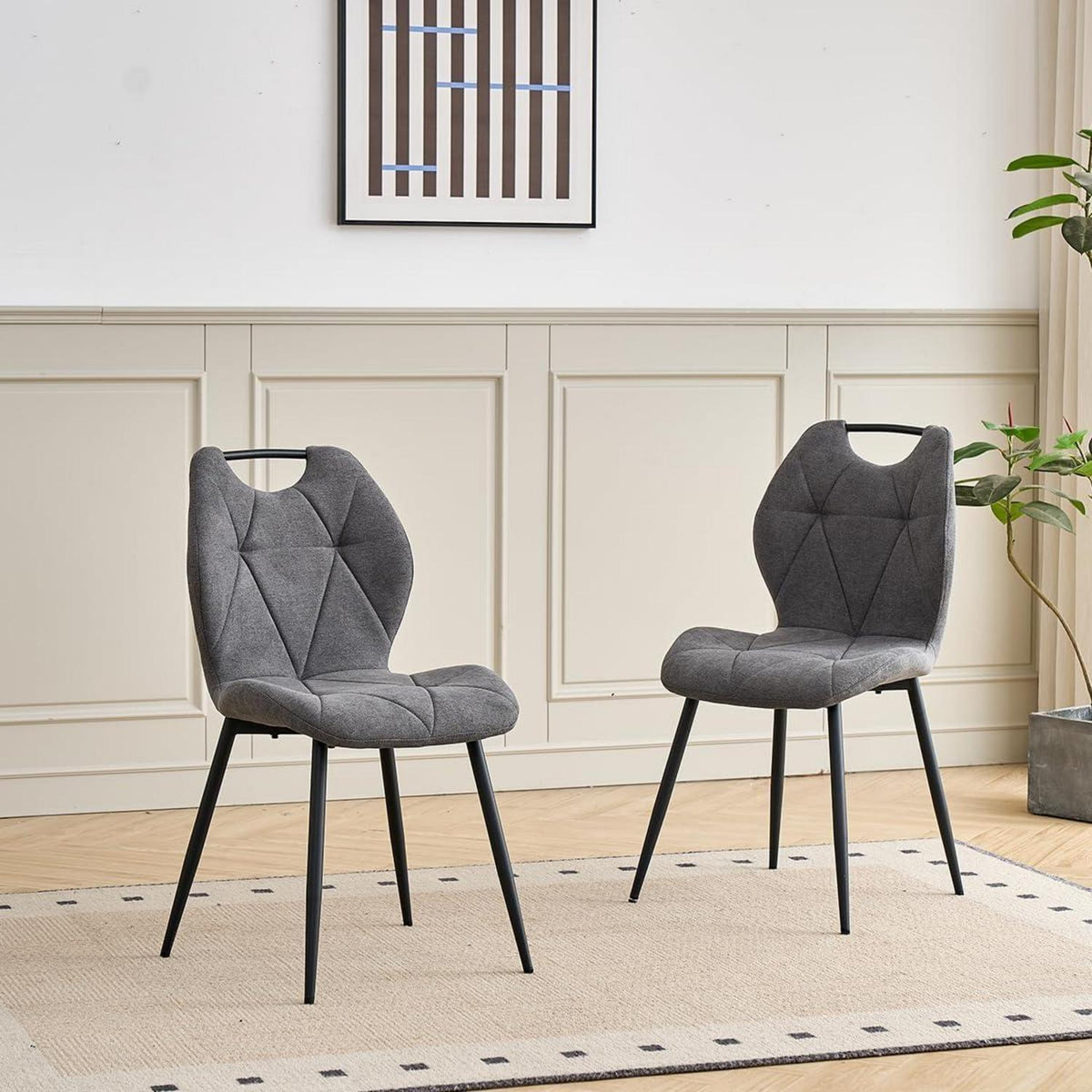 Gepolsterte Esszimmerstühle Set 8 – Grau, Skandinavisch