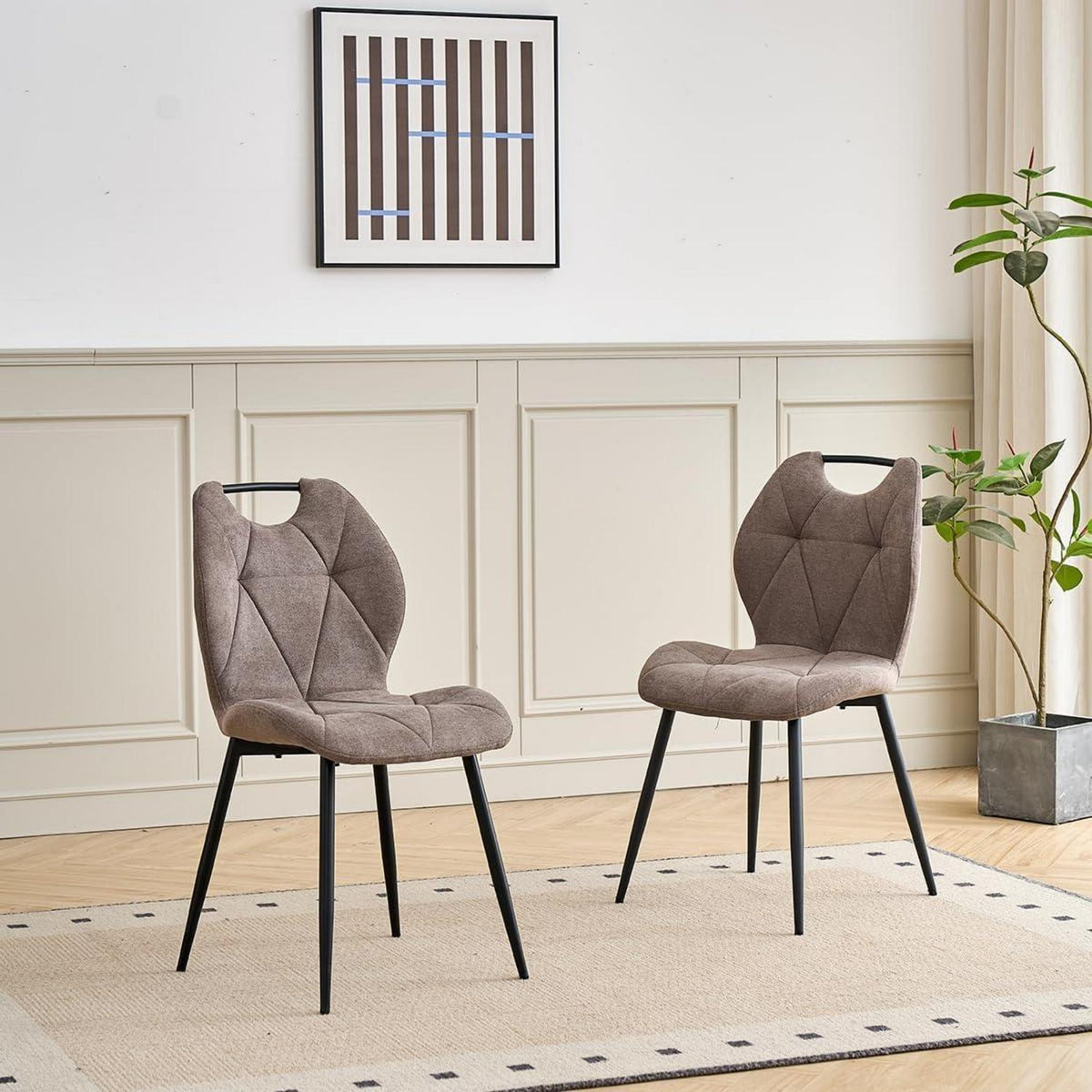 Gepolsterte Esszimmerstühle Set 8 – Braun, Skandinavisch
