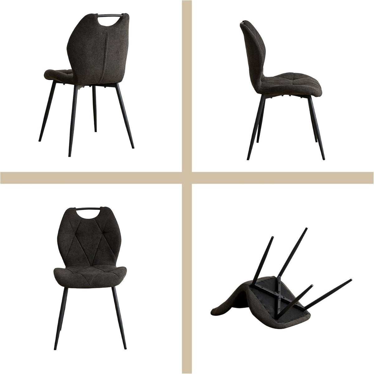 Gepolsterte Esszimmerstühle Set 8 – Skandinavischer Stil Schwarz