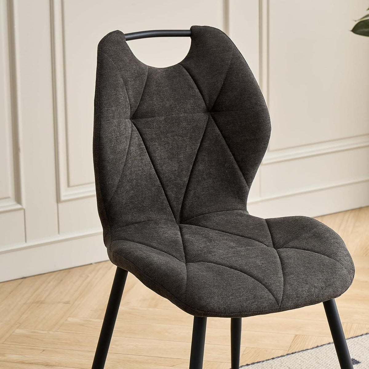 Gepolsterte Esszimmerstühle Set 8 – Skandinavischer Stil Schwarz