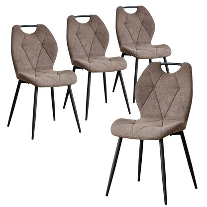Gepolsterte Esszimmerstühle im skandinavischen Stil, 4er-Set Braun