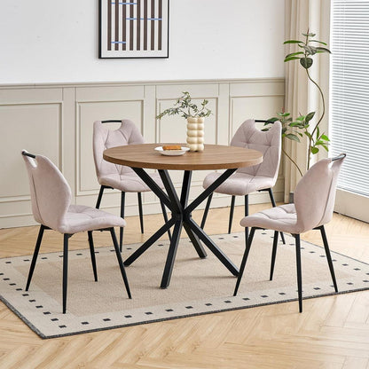 Gepolsterte Esszimmerstühle im skandinavischen Stil, Beige (8er-Set)