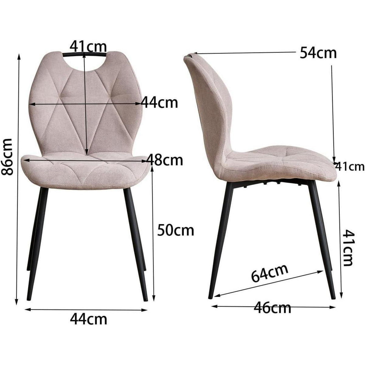 Gepolsterte Esszimmerstühle im skandinavischen Stil, Beige (8er-Set)