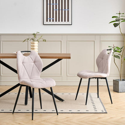 Gepolsterte Esszimmerstühle im skandinavischen Stil, Beige (8er-Set)