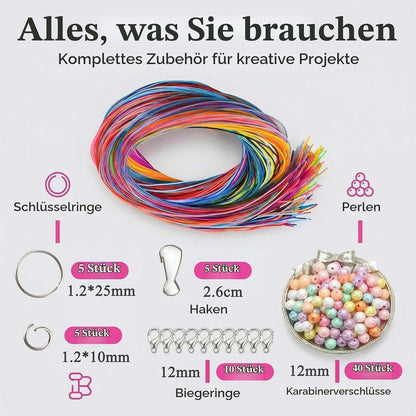 Scoubidou Bänder Set 85tlg. zum Basteln & Schlüsselanhänger