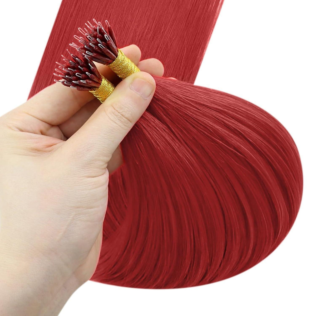 Rote Echthaar Nanoring Extensions 60cm – Remy Haarverlängerung