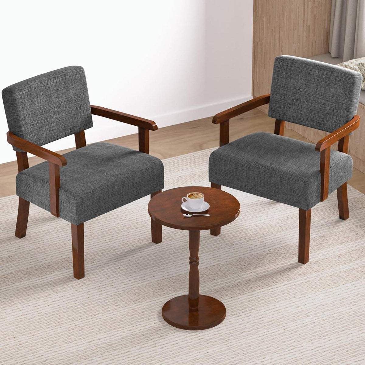 Loungesessel Set Grau: 2 Sessel & 1 Tisch für Wohnzimmer & Co.