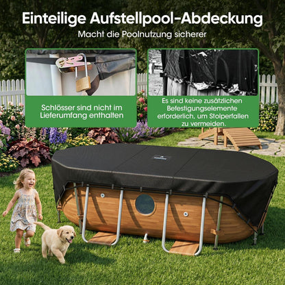 Poolabdeckung Rechteckig 732x366 cm mit 4-Punkt-Verriegelung