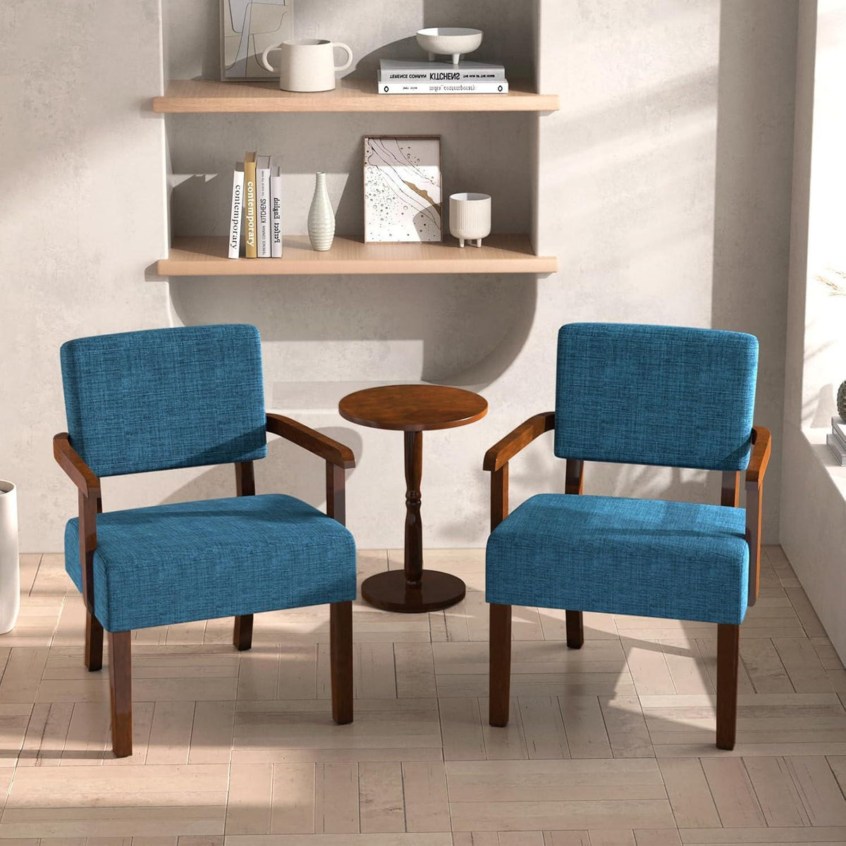 Loungesessel Set 2 Sessel & 1 Tisch, Blau, Bequem & Modern