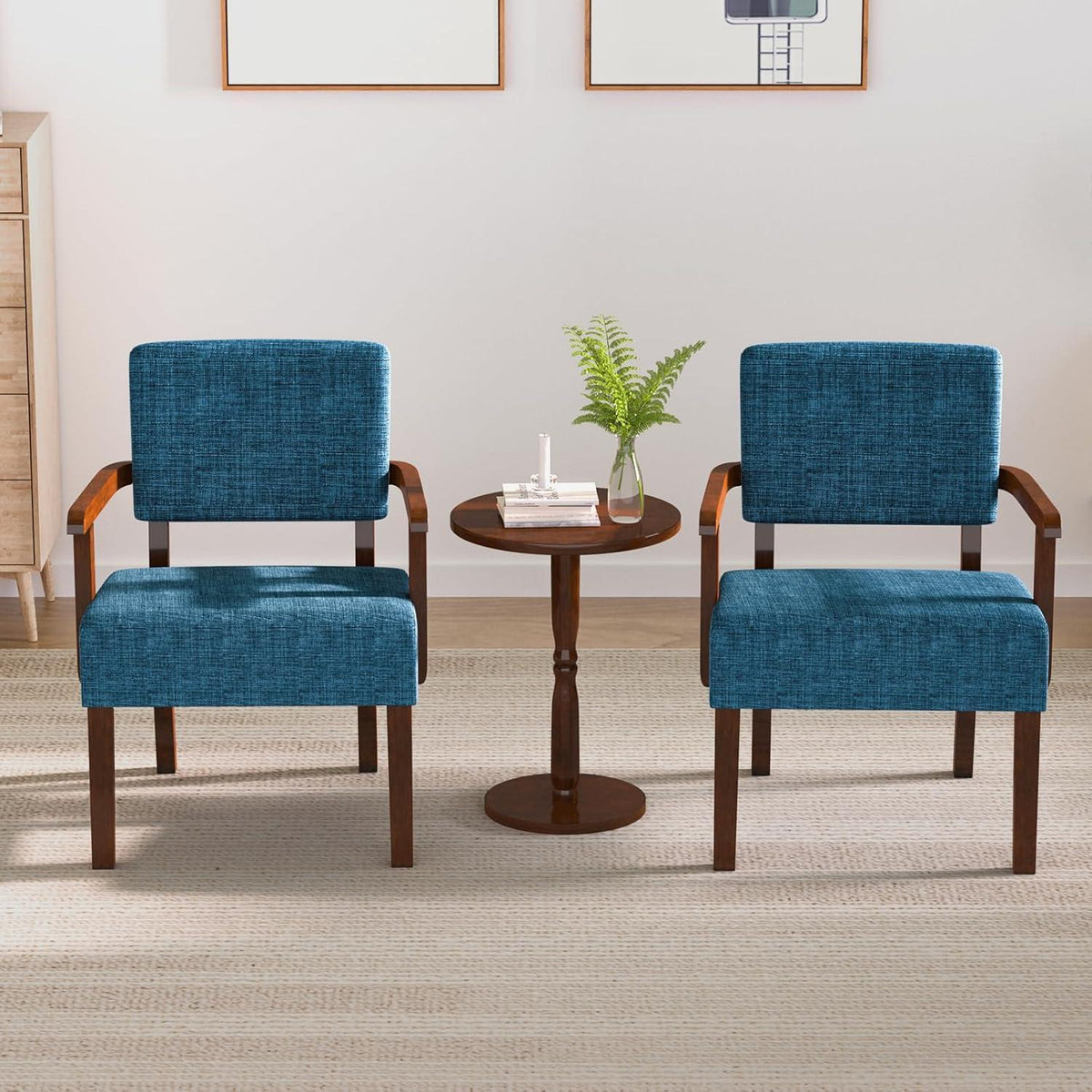Loungesessel Set 2 Sessel & 1 Tisch, Blau, Bequem & Modern