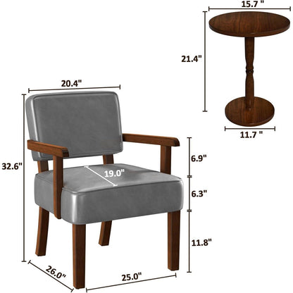 Retro Loungesessel Grau mit Fußhocker – Bequemer Lesesessel
