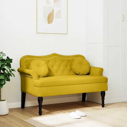 Sitzbank 2-Sitzer mit Kissen, Gelb – Modernes Samtsofa für Wohnzimmer