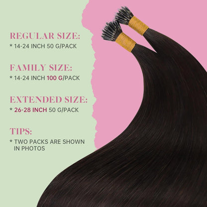 Echthaar Nano Ring Extensions Braun 70cm