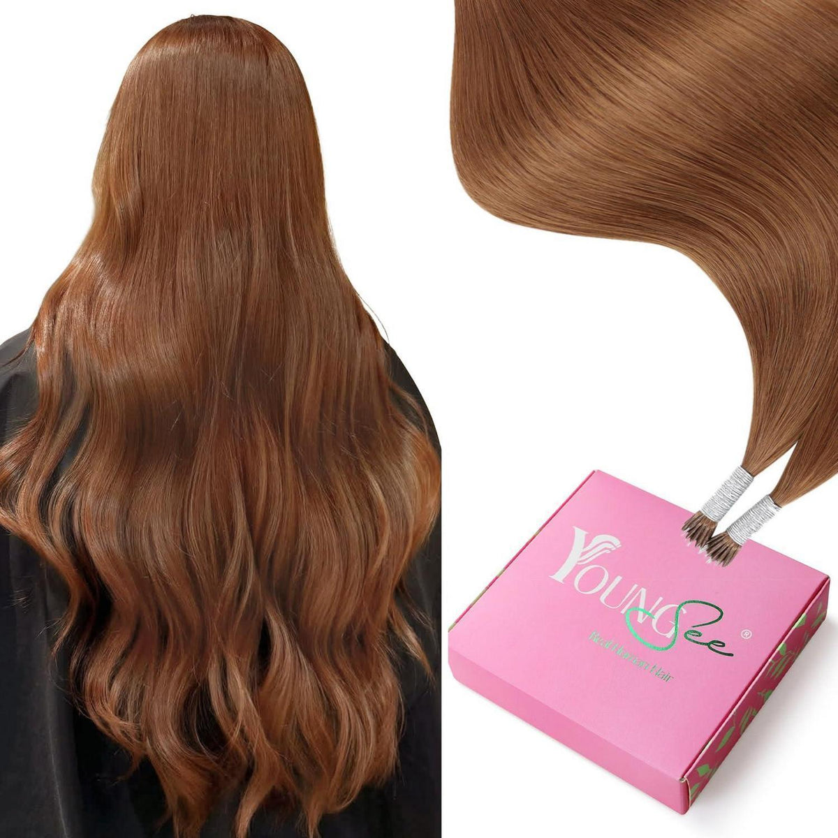 Kupfer Nano Ring Extensions Echthaar 55cm – Remy Haarverlängerung