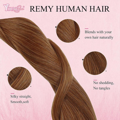 Kupfer Nano Ring Extensions Echthaar 55cm – Remy Haarverlängerung