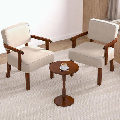 Lounge-Sessel Set (2 Sessel + 1 Tisch) – Beige Relaxstuhl in Lederoptik