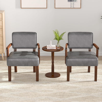 Lounge-Sessel Set (2 Sessel + 1 Tisch) Grau, Lederoptik