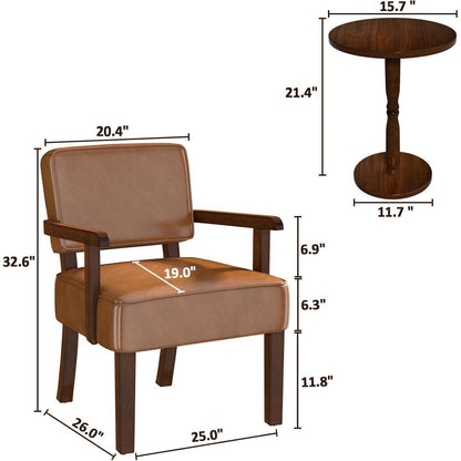 Retro Loungesessel Braun mit Fußhocker & weichem Sitz in Lederoptik