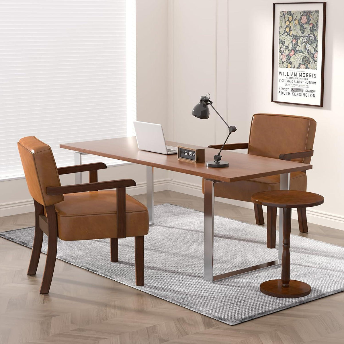 Retro Loungesessel Braun mit Fußhocker & weichem Sitz in Lederoptik