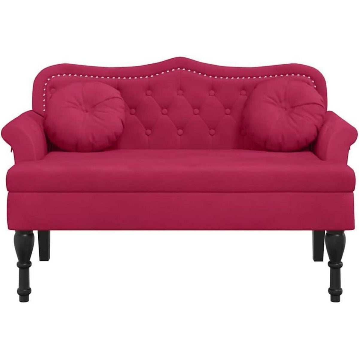 Sitzbank 2-Sitzer mit Kissen, Weinrot, Samtoptik & Modernes Design
