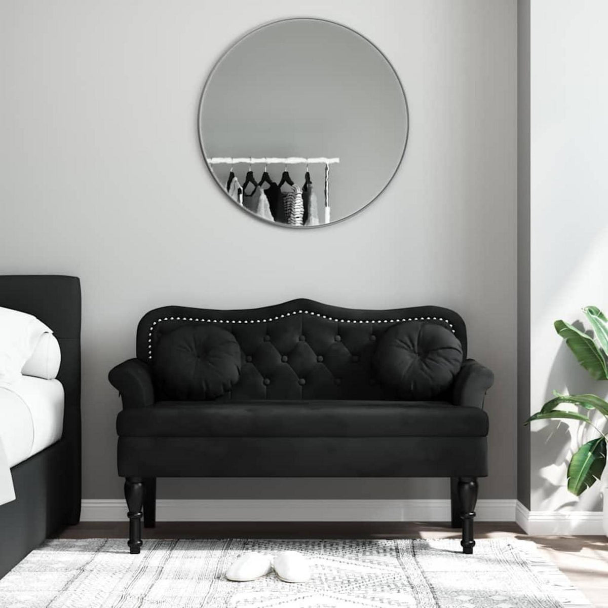 2-Sitzer Samtsofa Loveseat Schwarz – Modernes Polstersofa