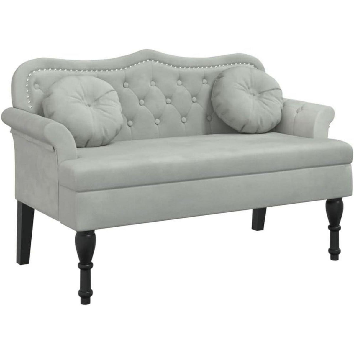 2-Sitzer Samt Sofa mit Kissen – Modernes Polstersofa Hellgrau